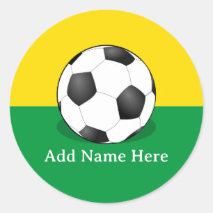 Sticker Rond Balle de football sur fond jaune et vert
