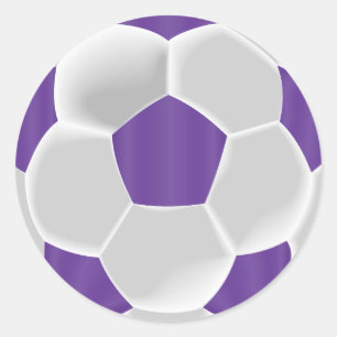 Sticker Rond Balle de football violet blanc