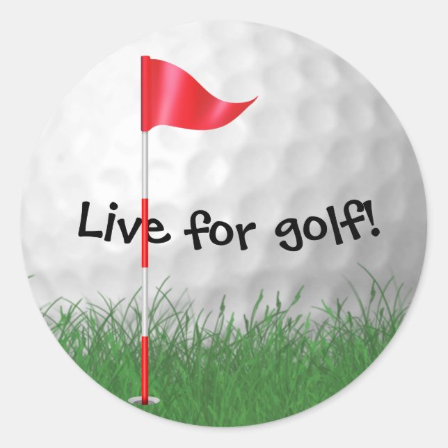 Sticker Rond balle de golf blanche avec drapeau (Devant)