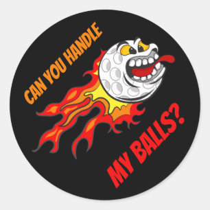 Sticker Rond Balle de golf en flammes, noir