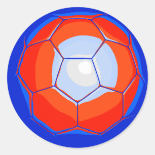 Sticker Rond Balle de soccer bleu orange