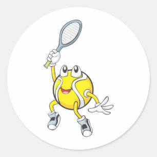 Sticker Rond Balle de tennis fraîche tenant la raquette