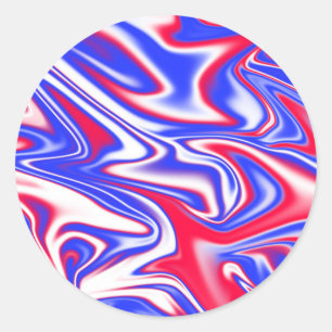 Sticker Rond Balle patriotique : Marbre blanc rouge et bleu,