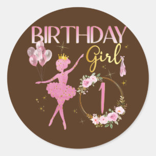 Sticker Rond Ballerina Classic Ballet Dancer Anniversaire