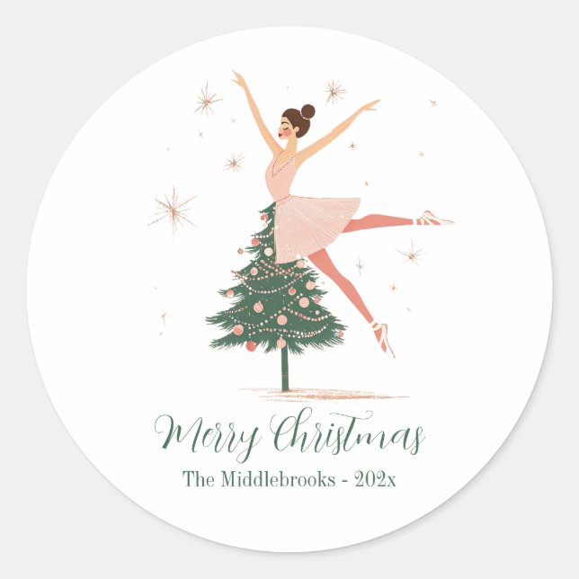 Sticker Rond Ballerina de noix rose (Devant)