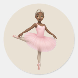 Sticker Rond Ballerina Emoji en Tutu rose