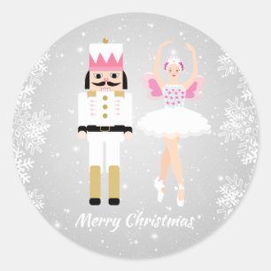 Sticker Rond Ballerina & Nutcracker de Noël, flocon de neige