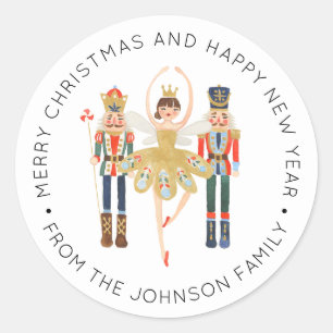 Sticker Rond Ballerina Nutcracker Noël Vacances Classic Rou