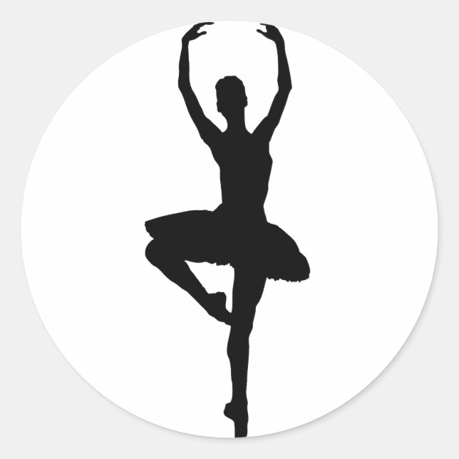 Sticker Rond BALLERINA PIROUETTE (silhouette de danse de ballet (Devant)