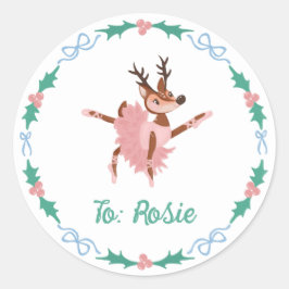 Sticker Rond Ballerina Reindeer et Bows Noël