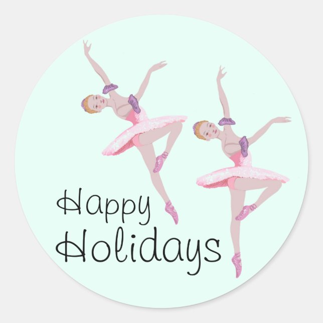 Sticker Rond Ballerina Sugar Plum Fairy Nutcracker Noël (Devant)