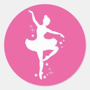 Sticker Rond Ballerine avec des étoiles en silhouette