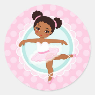 Sticker Rond Ballerine d'Afro-américain - danseur classique