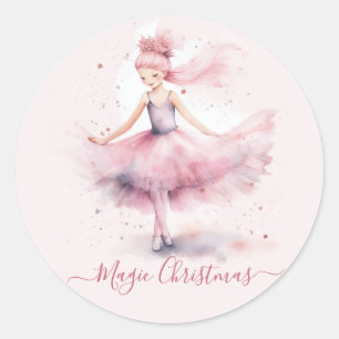 Sticker Rond ballerine de noix rose