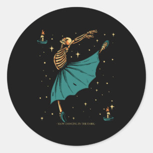 Sticker Rond ballerine squelette danser avec lumière à la bougi