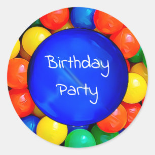 Sticker Rond Balles gonflables phoques Anniversaire ou Invitati