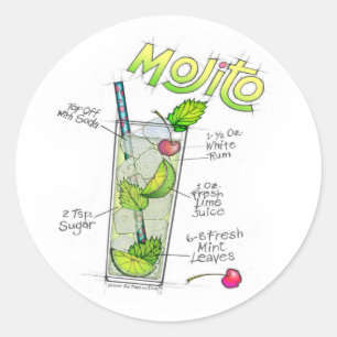 STICKER ROND BALLES - RECETTE DE MOJITO