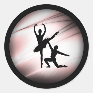 Sticker Rond Ballet Couple Danse Accent rose
