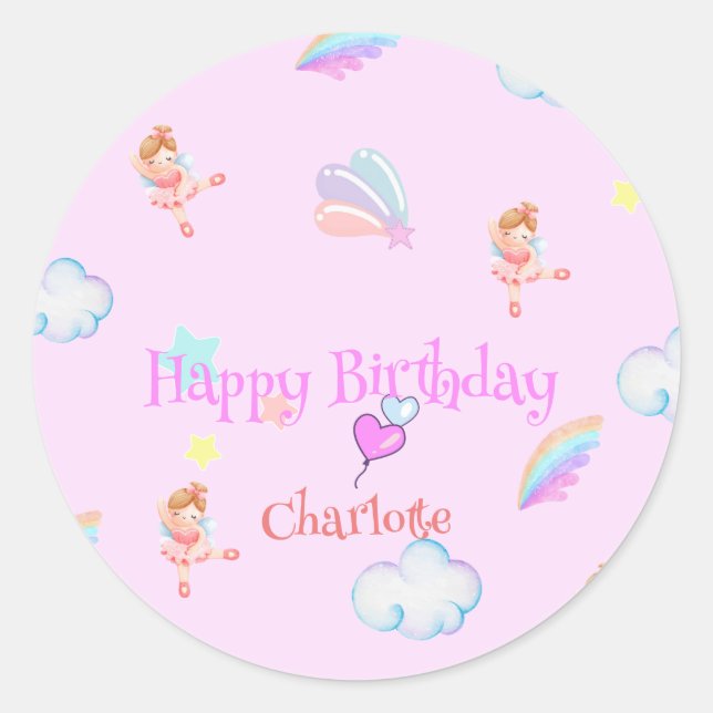 Sticker Rond Ballet magique rainbow dégradé enfant fête d'anniv (Devant)
