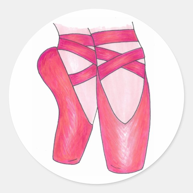 Sticker Rond Ballet Pointe Toe Chaussures Ballerina Enseignant  (Devant)