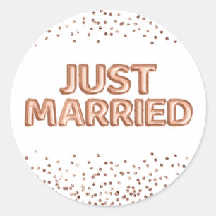 Sticker Rond Balloirs Mariages en or Rose mariés