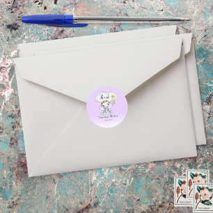 Sticker Rond Ballon à air chaud éléphant violet Merci Favoriser