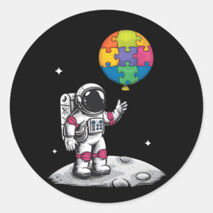 Sticker Rond Ballon d'astronaute autiste Espace Sensibilisation