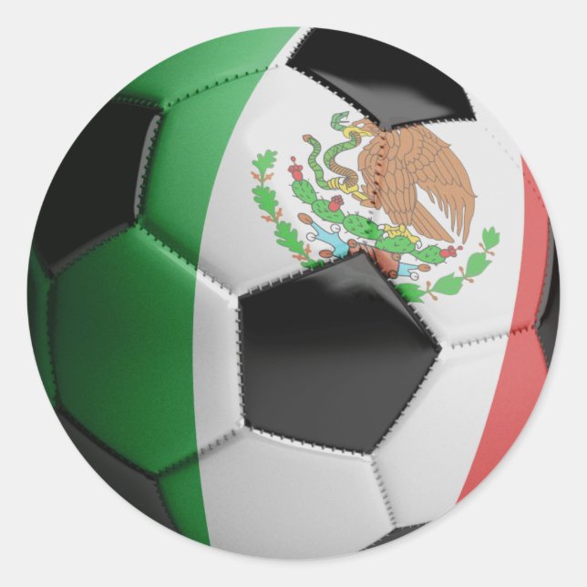 Sticker Rond Ballon de football de drapeau du Mexique (Devant)