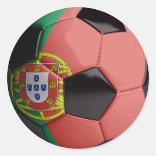 Sticker Rond Ballon de football de drapeau du Portugal