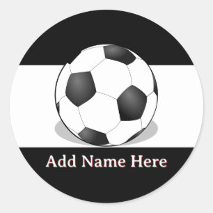 Sticker Rond Ballon de football sur fond noir et blanc