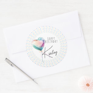 Sticker Rond Ballon en forme de cœur minimaliste Pastel Joyeux