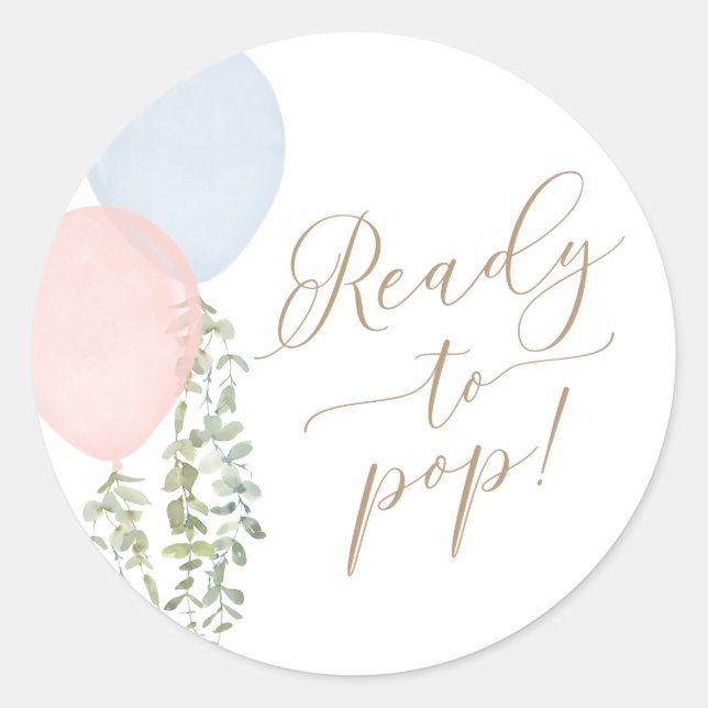 Sticker Rond Ballon Prêt à Exploser Jumeaux Baby Shower (Devant)