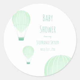 Sticker Rond Ballons à air chaud vert | BABY SHOWER