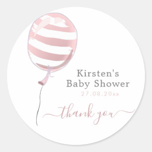 Sticker Rond Ballons à rayures roses mignonnes - Merci de Baby