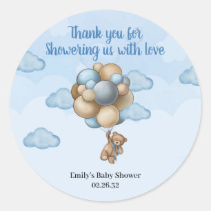 Sticker Rond Ballons beiges bleu brun brun