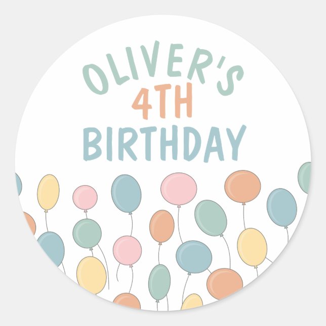 Sticker Rond Ballons d'anniversaire (Devant)