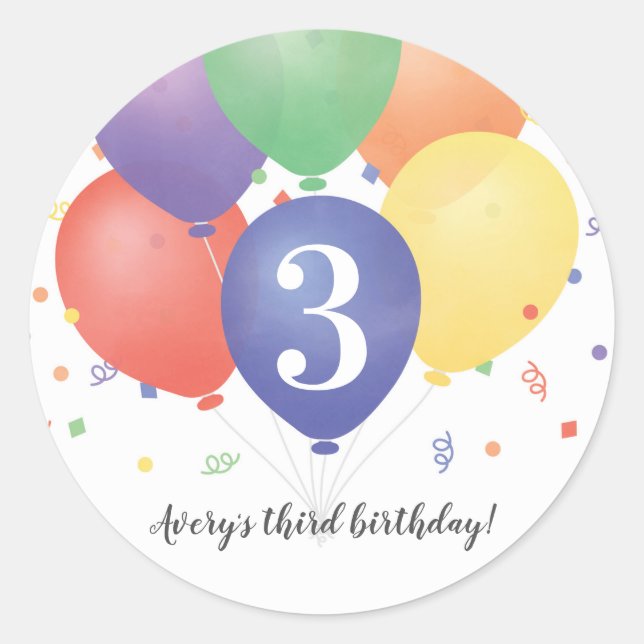 Sticker Rond Ballons d'anniversaire colorés (Devant)