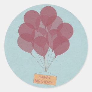 Sticker Rond Ballons d'anniversaire heureux