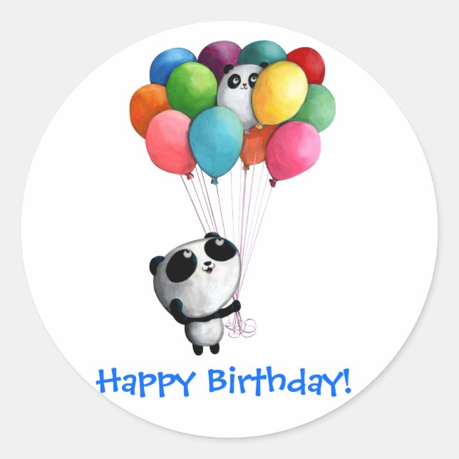 Sticker Rond Ballons d'anniversaire Panda Bear (Devant)