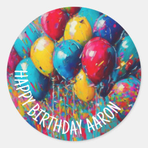 Sticker Rond Ballons d'anniversaire personnalisés