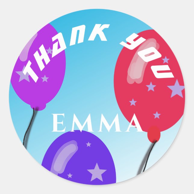 Sticker Rond Ballons de fête mignons Merci Anniversaire de enfa (Devant)