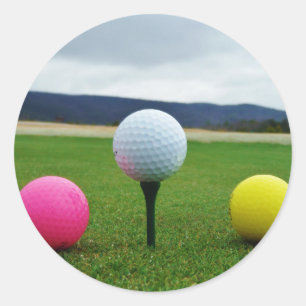 Sticker Rond Ballons de golf colorés, tee de montagne