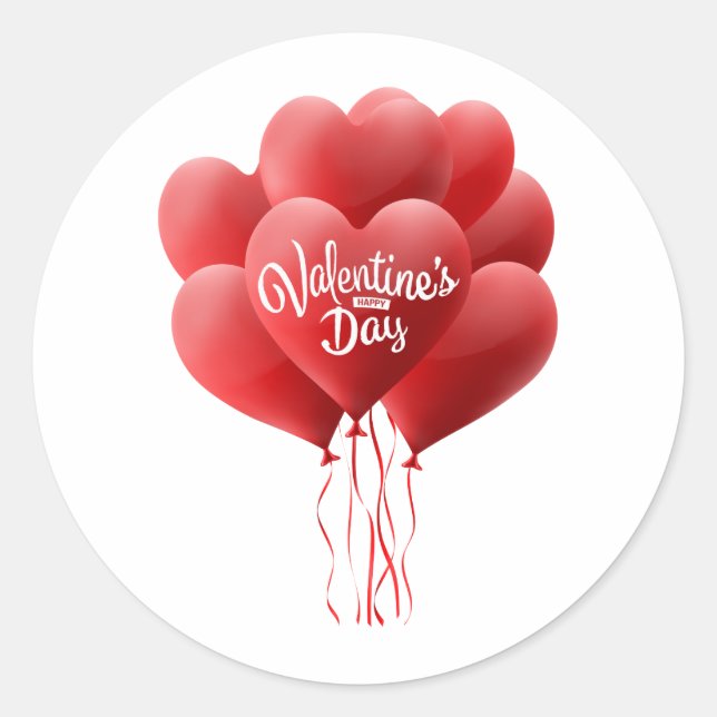 Sticker Rond Ballons de la Saint Valentin (Devant)