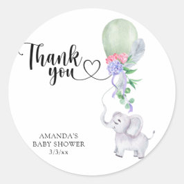 Sticker Rond Ballons de Merci et éléphant