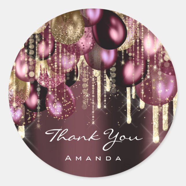 Sticker Rond BALLONS DE PARTIES SCINTILLANT D'OR DE Bourgogne D (Devant)