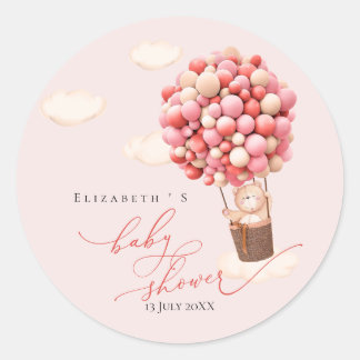 Sticker Rond Ballons d'ours de baby shower