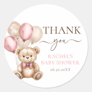 Sticker Rond Ballons d'ours en peluche mignons   Baby shower ro