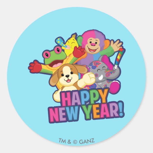 Sticker Rond Ballons du Nouvel An (Devant)