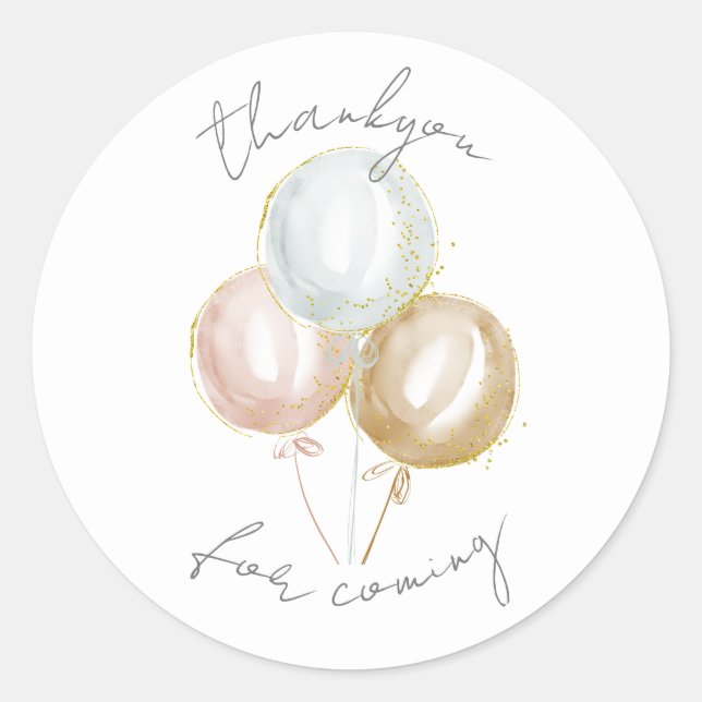 Sticker Rond Ballons Pastel Merci (Devant)