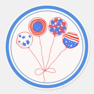 Sticker Rond Ballons patriotiques avec bordures rouges